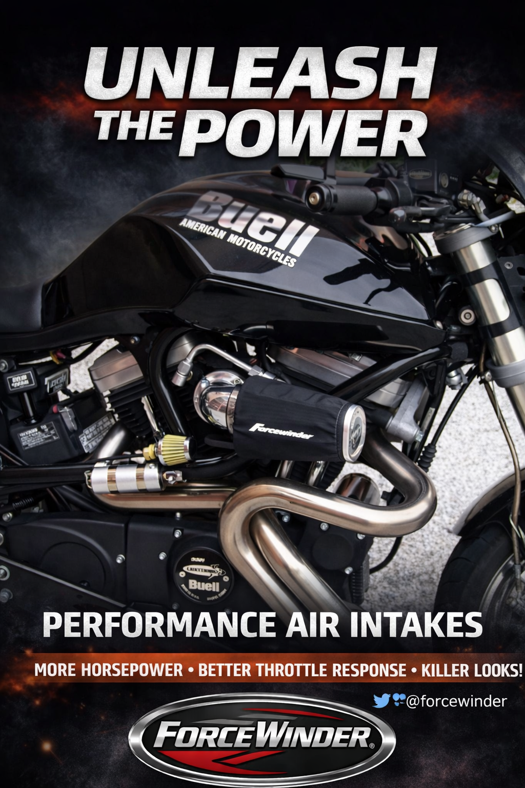 Buell XRII Motorcycle air cleaner by ForceWinder Performance Intakes
