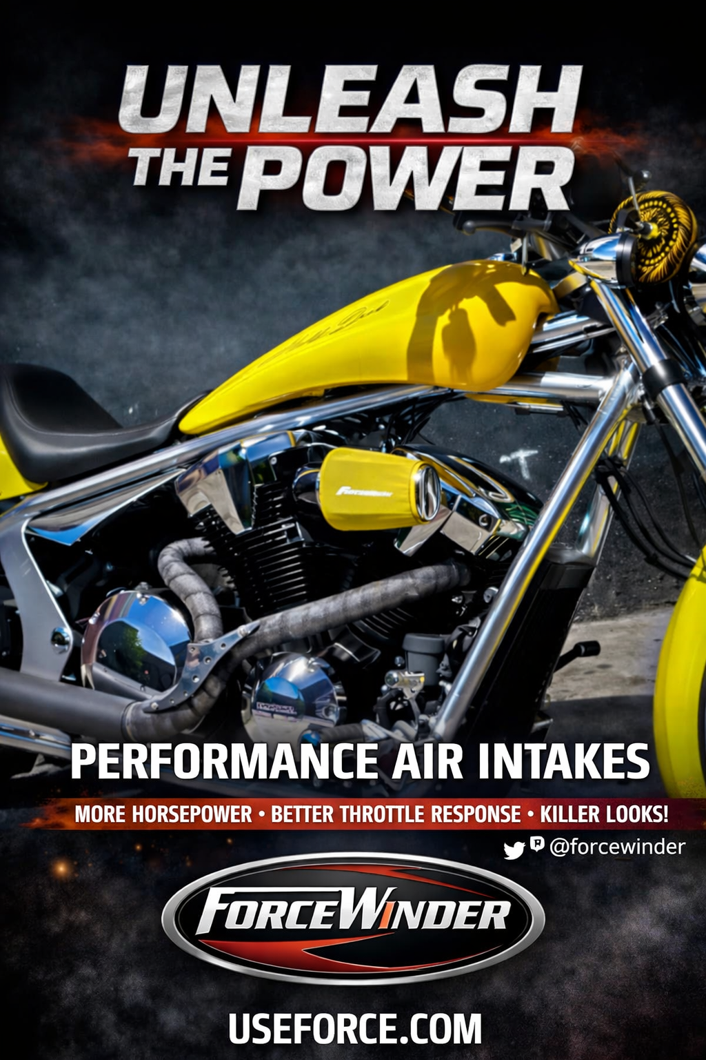 Honda Fury Gloss Black II Air Cleaner System by ForceWinder Performance Intakes