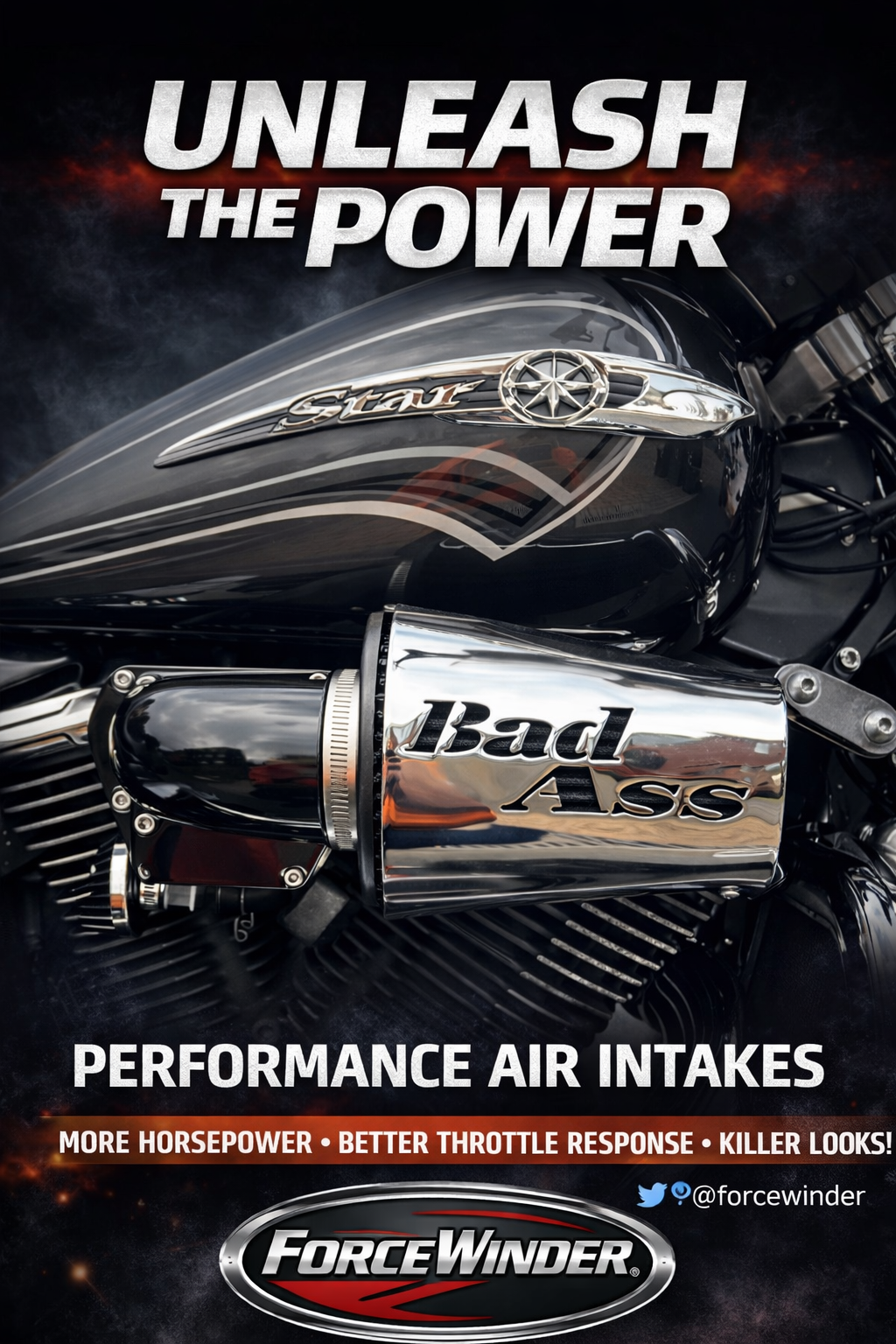 Yamaha Star Motorcycle air cleaner by ForceWinder Performance, Yamaha Star Bolt, RSpec