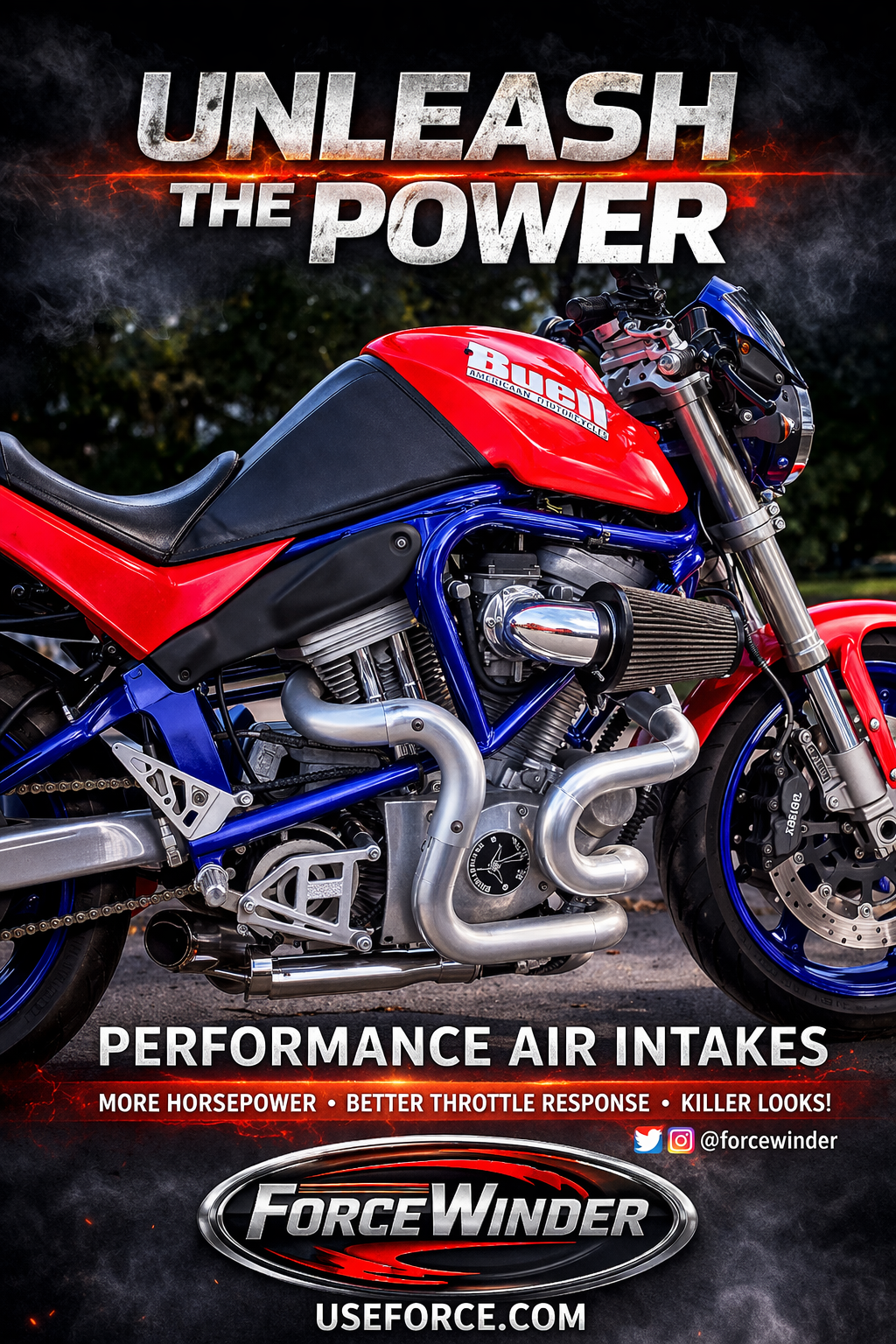 Buell Motorcycles Exhaust System II by ForceWinder Performance Intakes