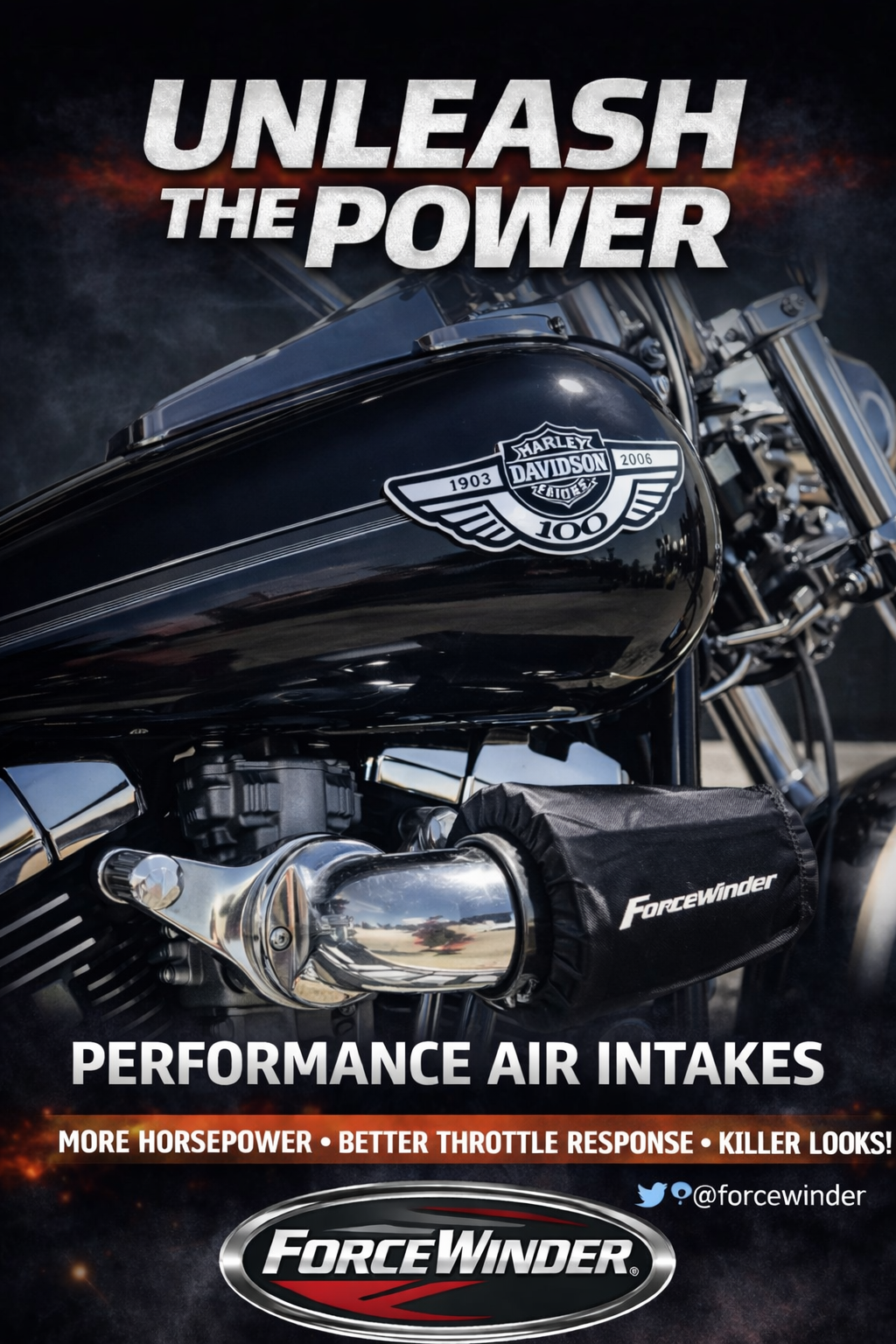 Harley Davidson Dominator Black Motorcycle Air Cleaner by ForceWinder Performance