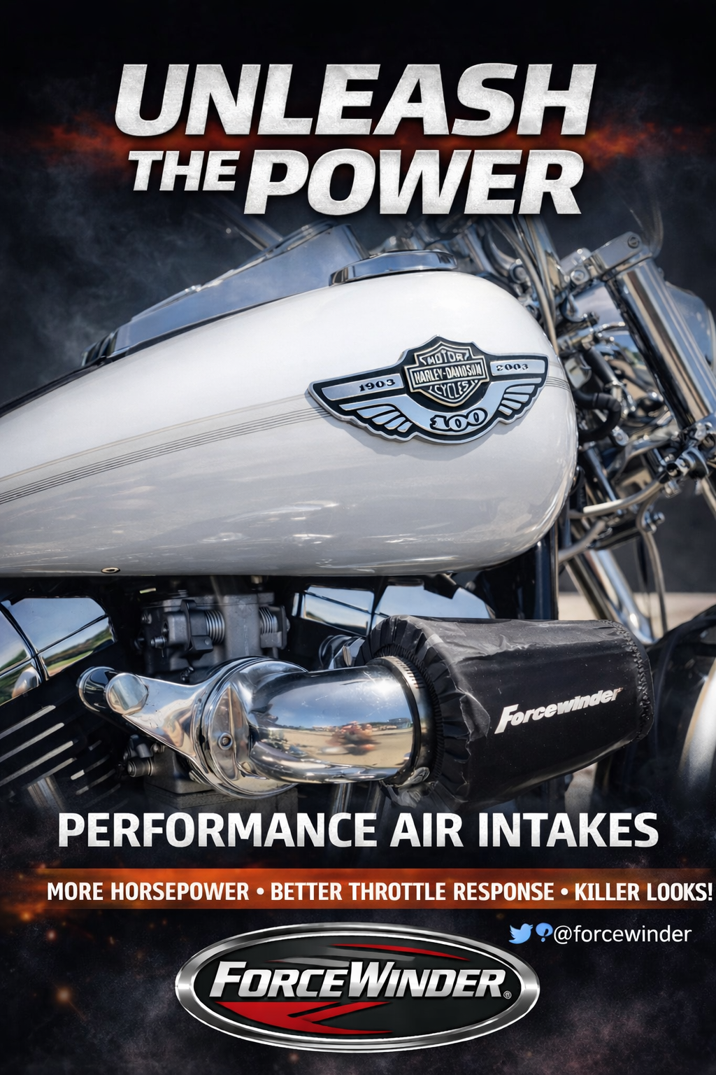 Harley Davidson Dominator Black Motorcycle Air Cleaner by ForceWinder Performance
