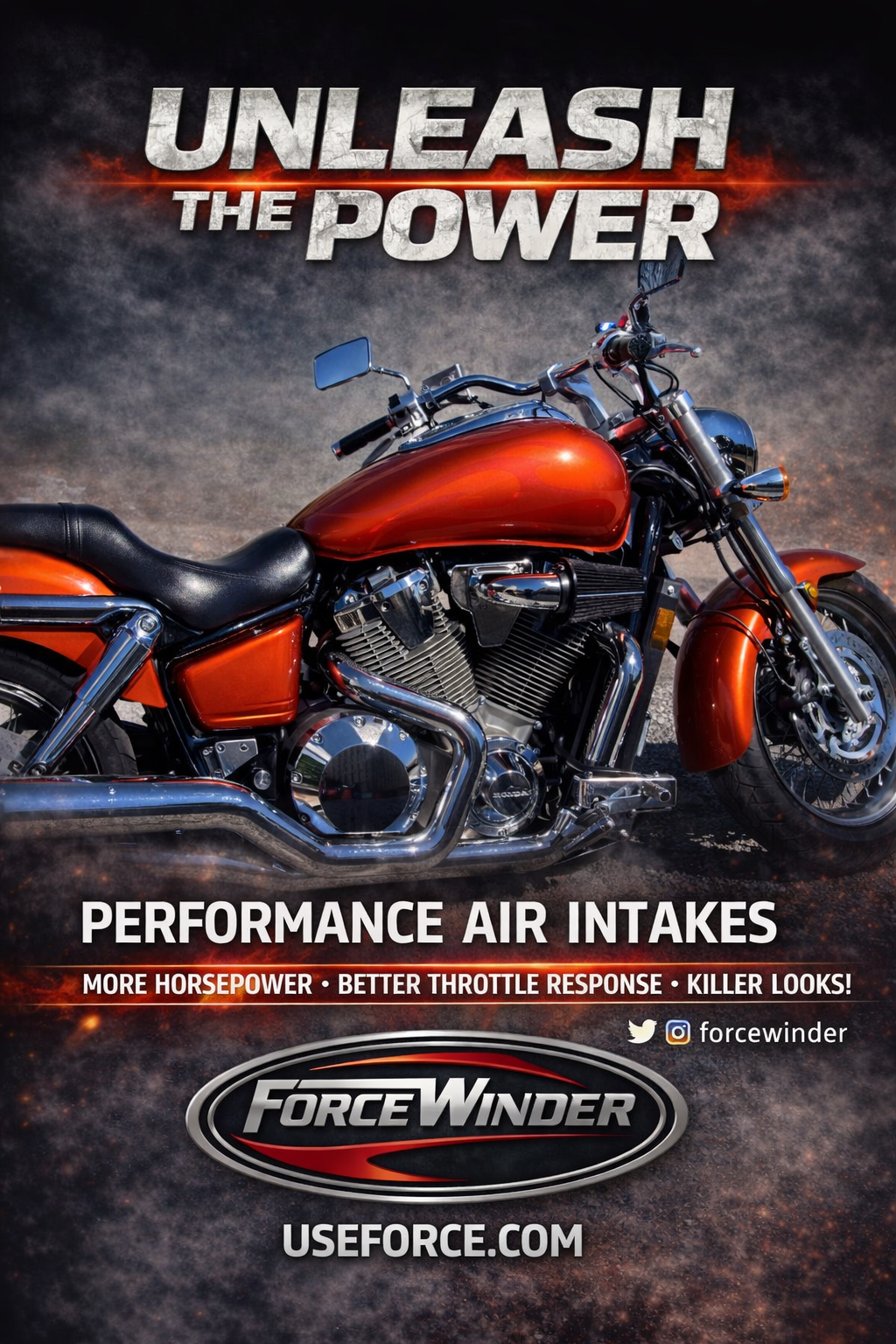 Honda-VTX-1800 Orange -air-cleaner-by-ForceWinder-Performance-Intakes