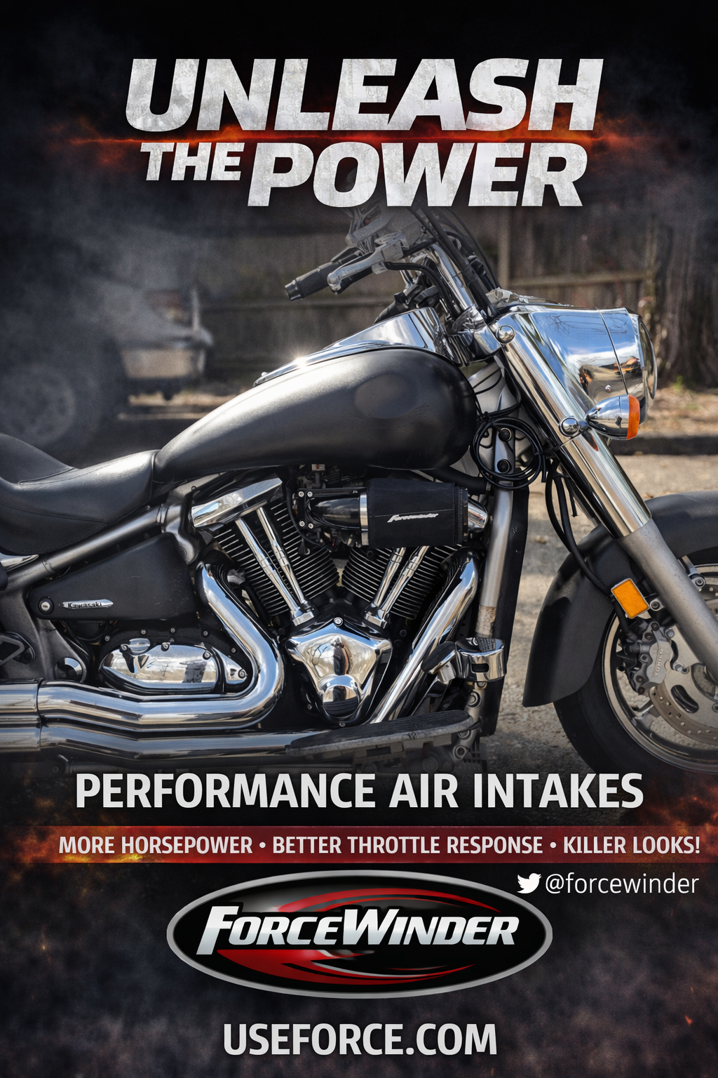 Kawasaki VN 2000 Gloss Black Intake by ForceWinder Performance