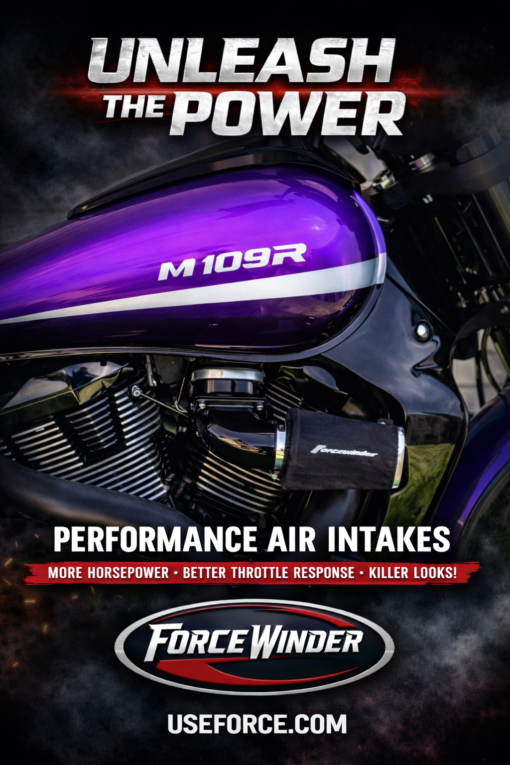 Suzuki M109 Purple Polished I Intake by ForceWinder Performance Intakes