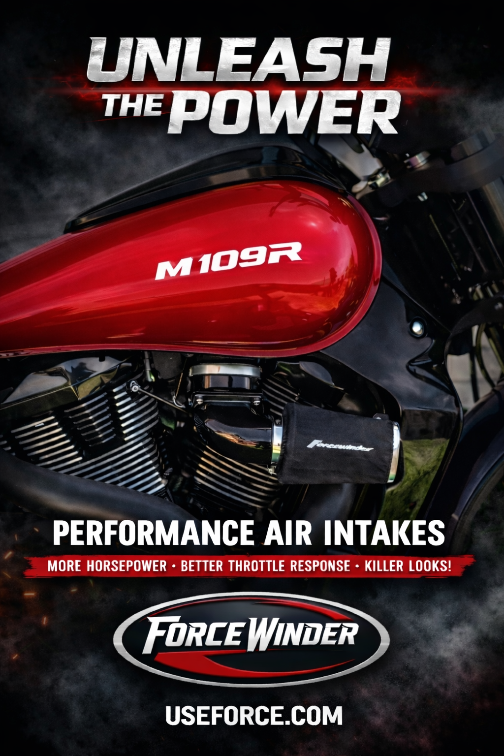 Suzuki M109 Red Polished I Intake by ForceWinder Performance Intakes