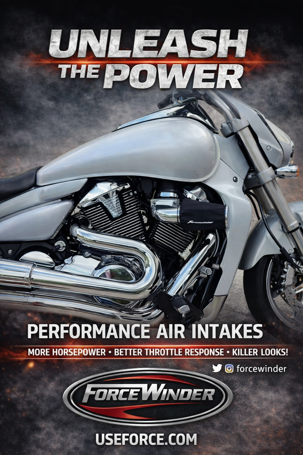 Suzuki M109 White Intake by ForceWinder Performance Intakes