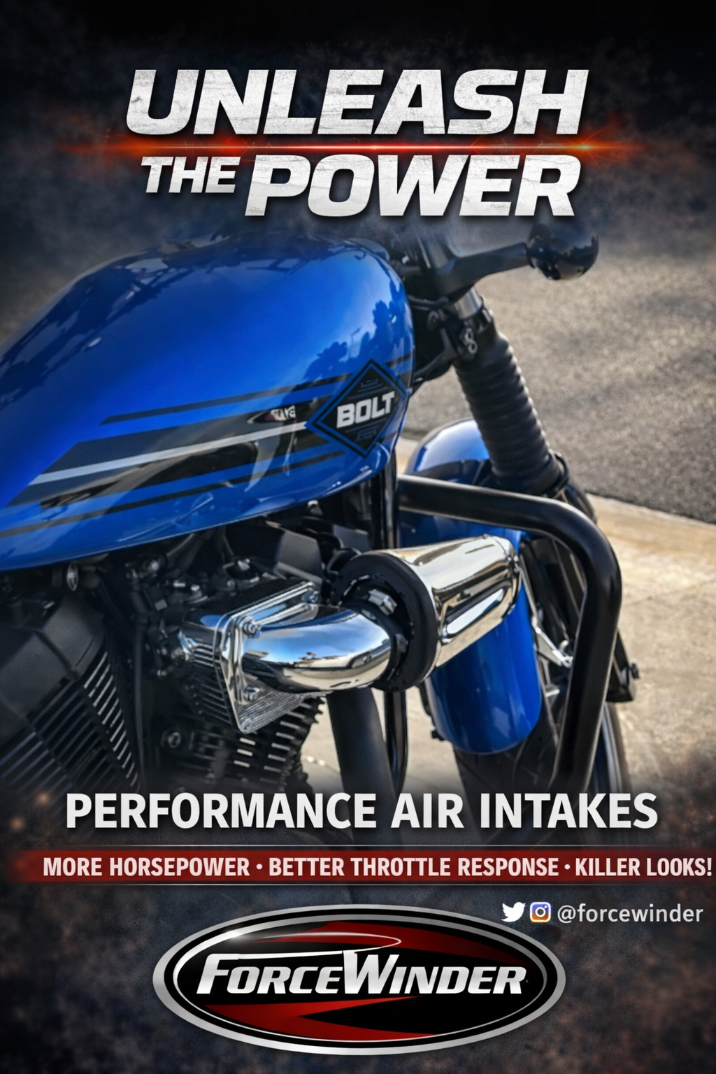 Yamaha Bolt Chrome Air Cleaner by ForceWinder Performance
