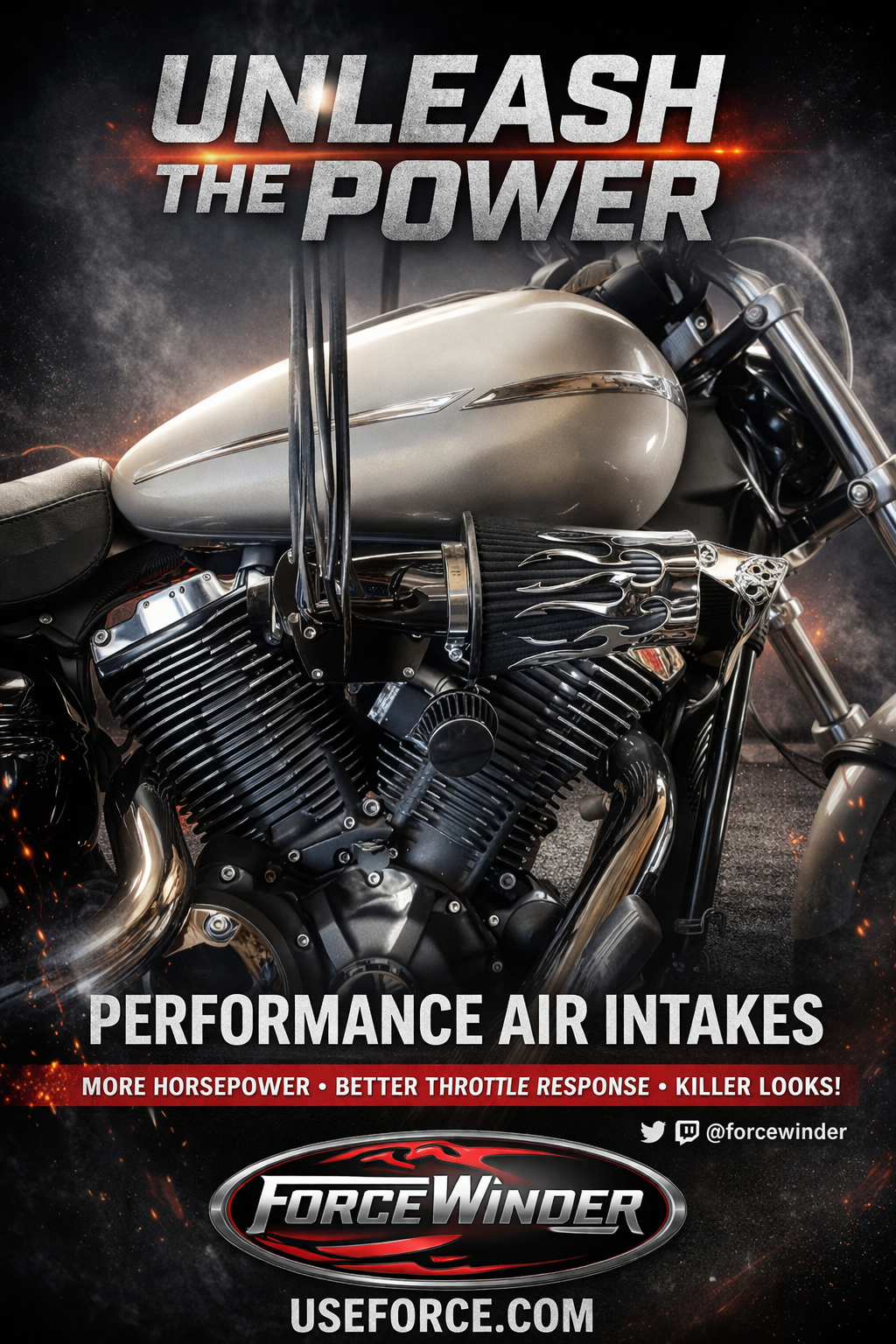 Yamaha Stryker Chrome Air Cleaner by ForceWinder Performance